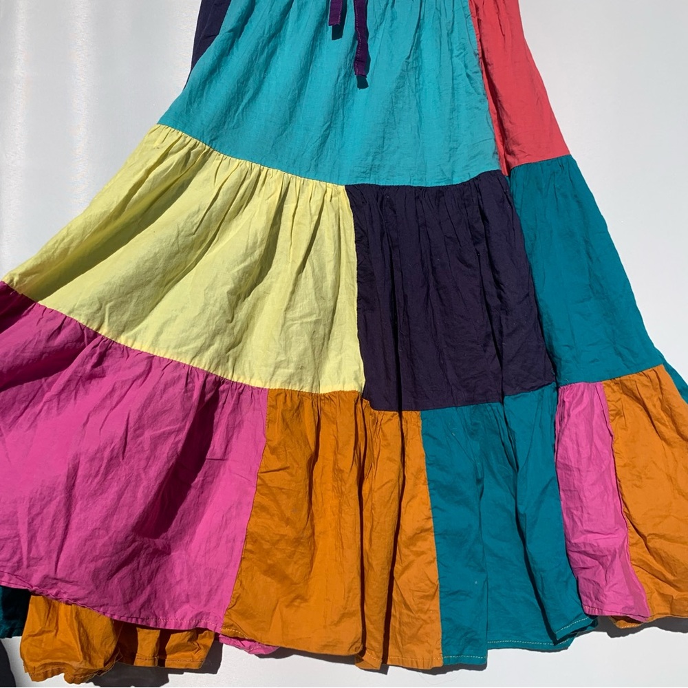 Momo Multicolor Patchwork Cotton Prairie Skirt On… - image 4